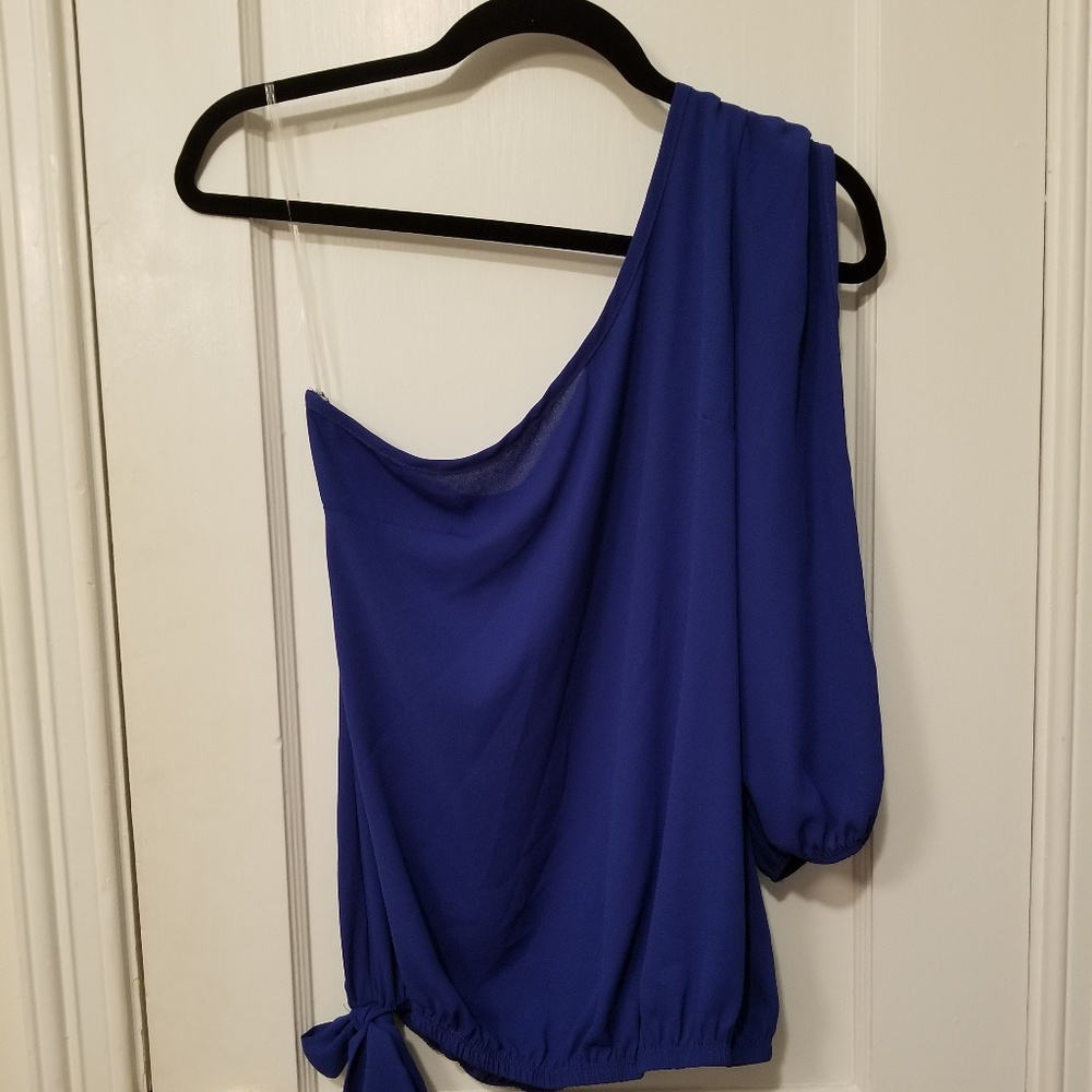 Sheer blue off shoulder top
